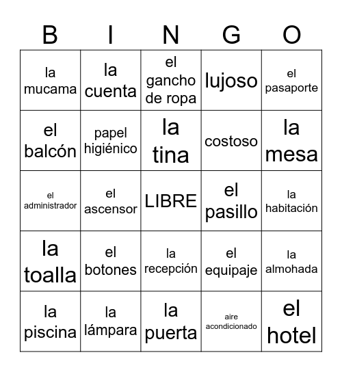 El hotel Bingo Card