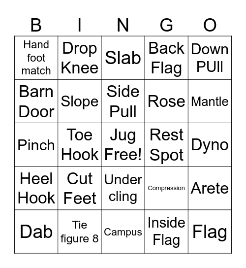 Climbing Bingo Card