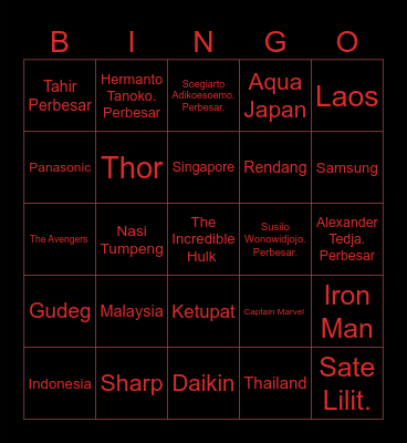 j Bingo Card