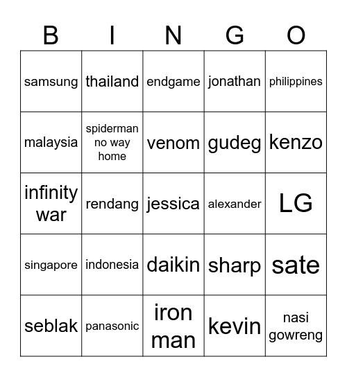 main Bingo Card