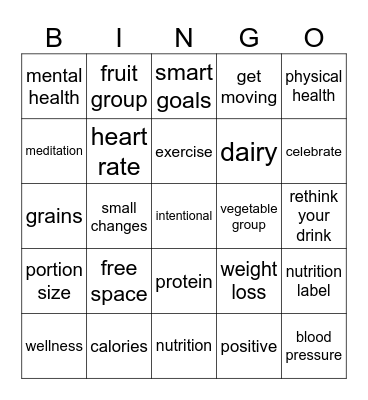 Wellness Bingo Card