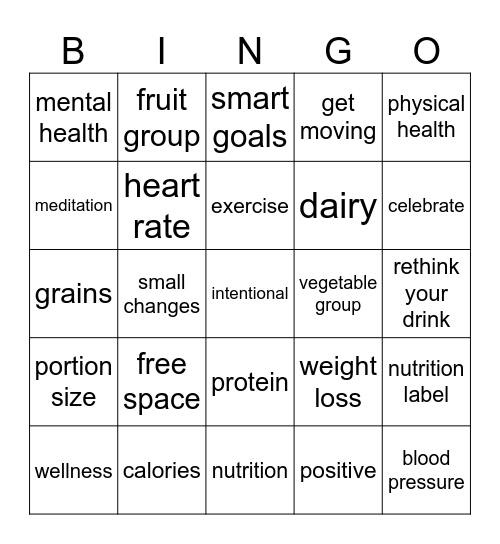 Wellness Bingo Card