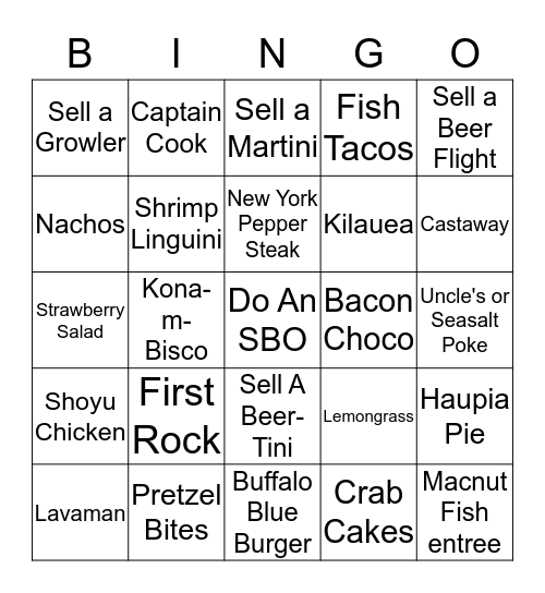 Kona Bingo Card