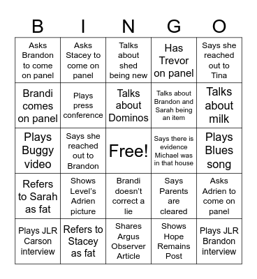 Crime Lines and Lies Bingo Card