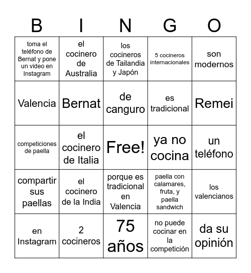 Arroz con cosas 1-10 Bingo Card