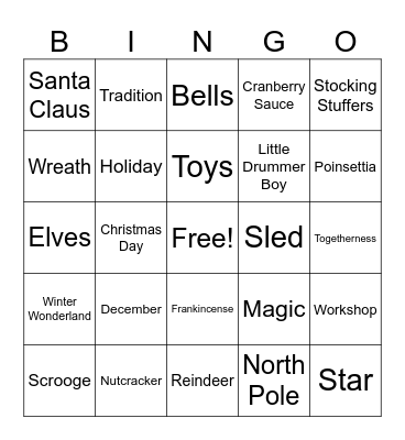 2023 Christmas Bingo Card