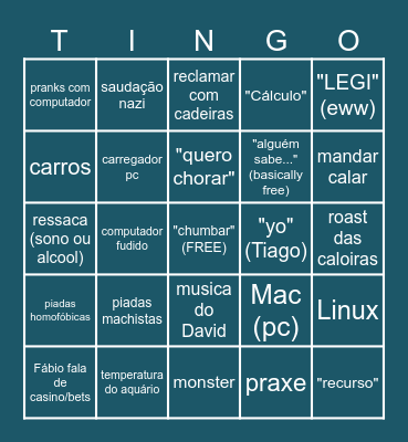 Aquário Bingo Card