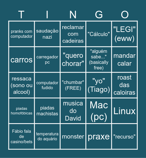 Aquário Bingo Card