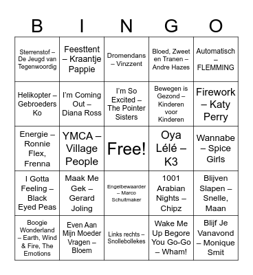 JongVWS SinterKerst Muziekbingo Card