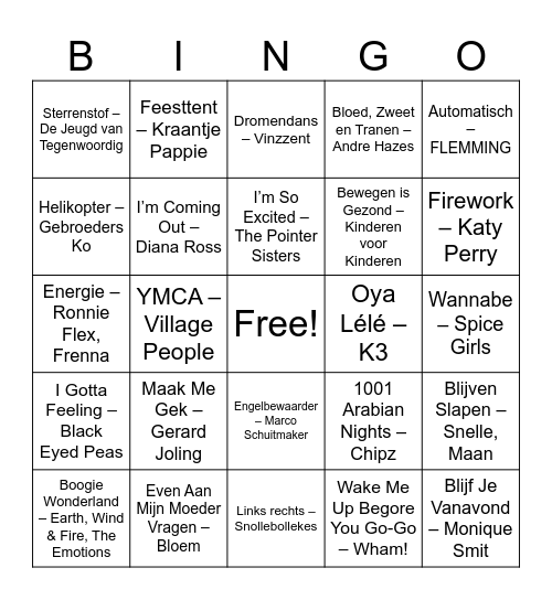 JongVWS SinterKerst Muziekbingo Card