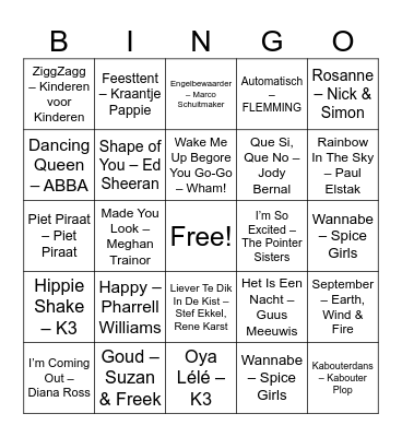 JongVWS Sinterkerst Muziekbingo Card