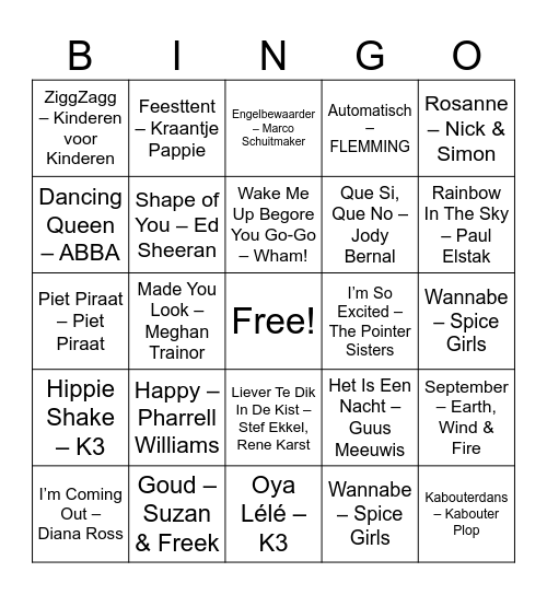 JongVWS Sinterkerst Muziekbingo Card