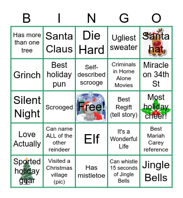 Virtual Holiday Party Bingo Card