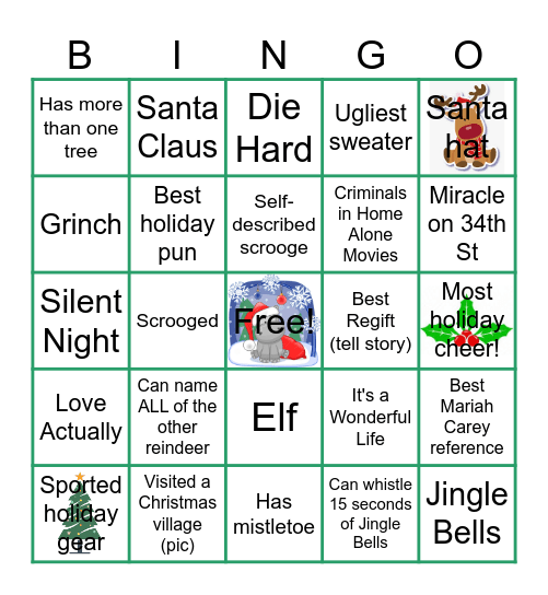 Virtual Holiday Party Bingo Card