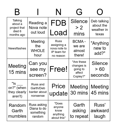 Willow Bingo Card