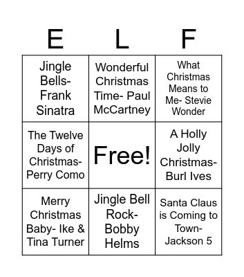 Christmas Music Bingo Card