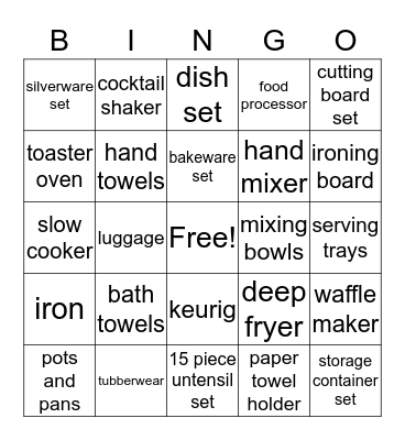 Bridal Bingo! Bingo Card