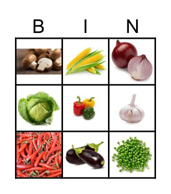 Vegetables Bingo Card