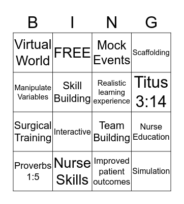 Simulation and Virtual Worlds Bingo Card