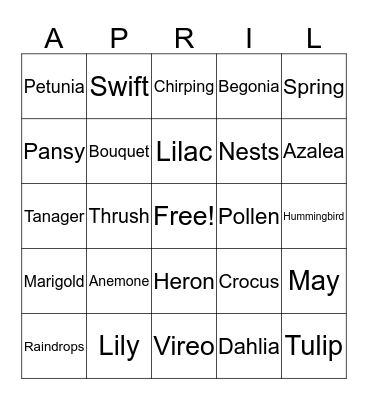 SPRING BINGO Card