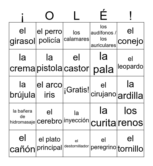 Lago 5 Chosen Game 1 Bingo Card