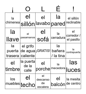 Lago 5 Casa Lists 1 - 5 Bingo Card