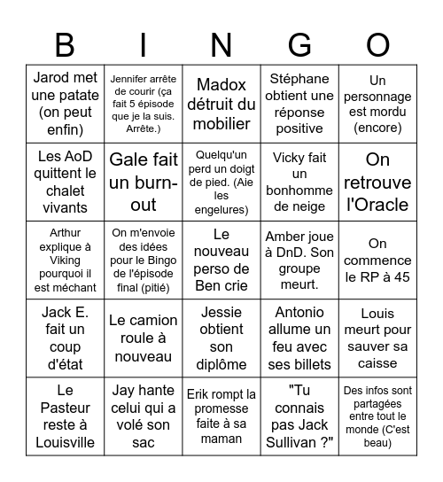 Bingo D&U S5E8 Bingo Card