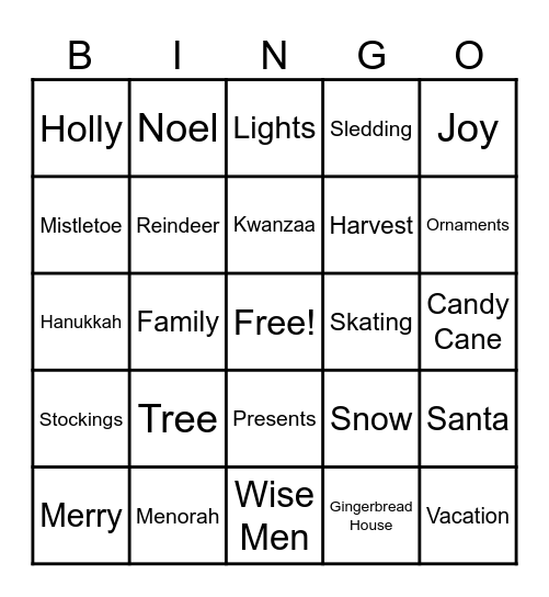 HOLIDAY BINGO Card