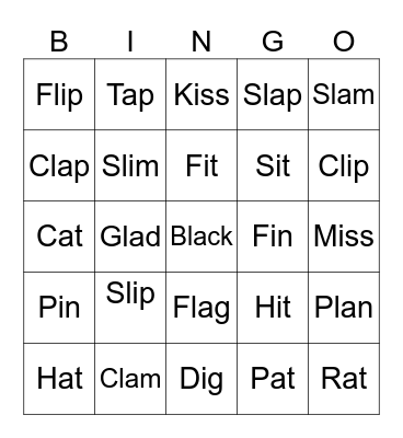 Words Bingo Card