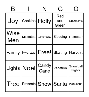 HOLIDAY BINGO Card