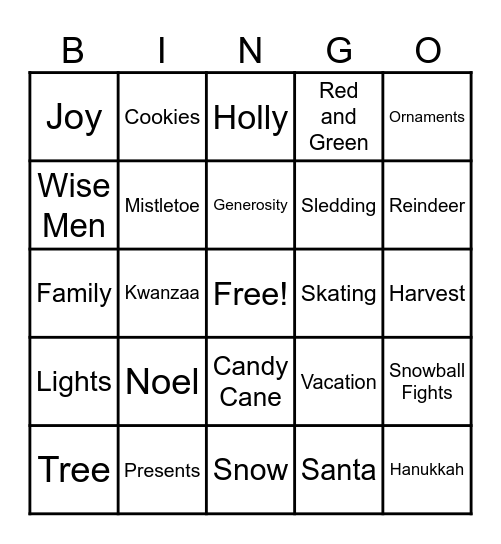 HOLIDAY BINGO Card