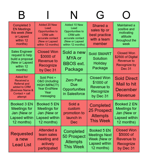 Ho Ho Ho - It's Holiday Sales Bingo! Bingo Card
