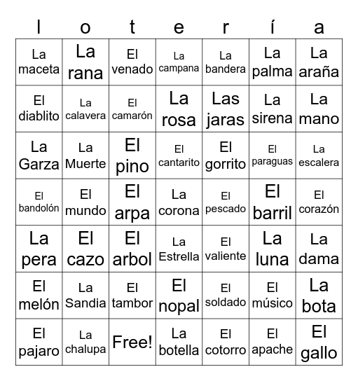Lotería Bingo Card