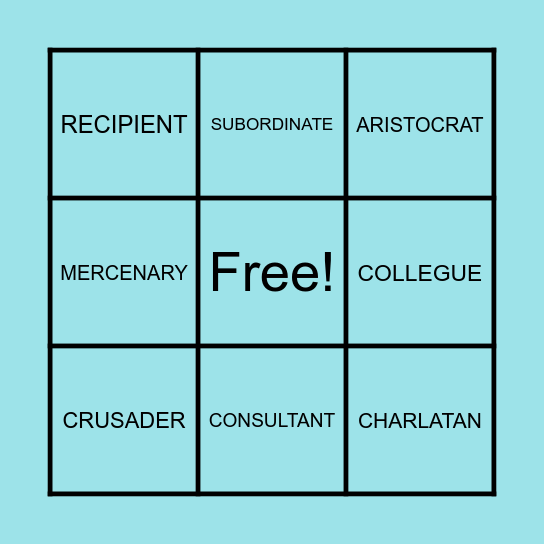 LOTTERY #1 Bingo Card