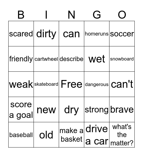 review Bingo Card