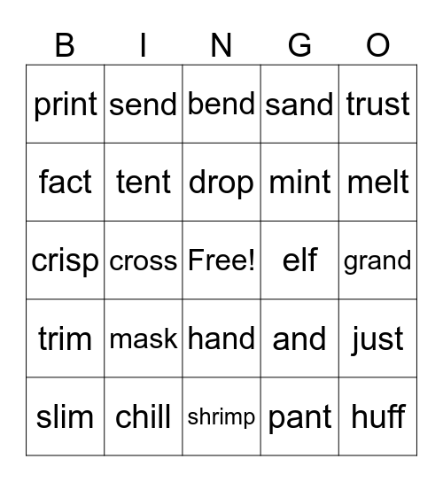 Blends Bingo Card