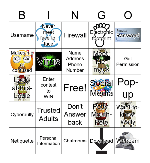 Internet Safety Bingo Card