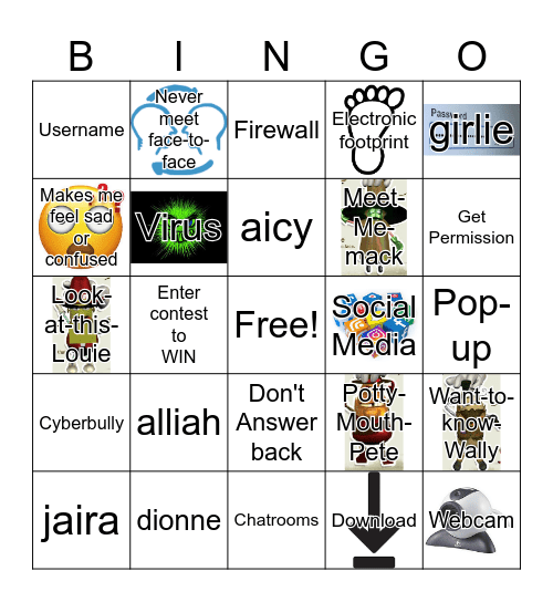 Internet Safety Bingo Card