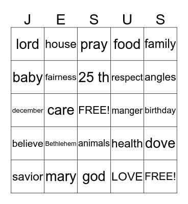 Christmas Bingo Card