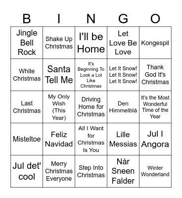 ØAA Julearrangement Bingo Card