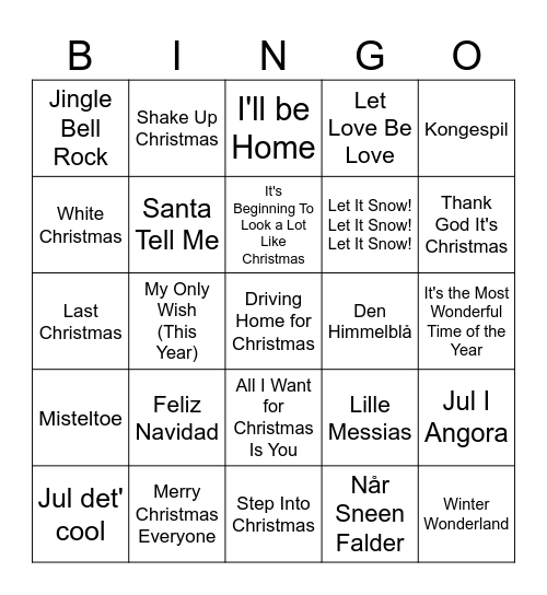 ØAA Julearrangement Bingo Card