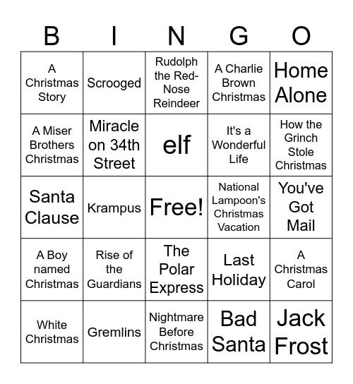 Christmas Bingo Card