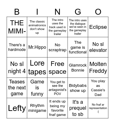 Help Wanted 2 bingo Card