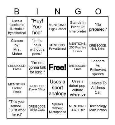 BOSS BINGO!! Bingo Card