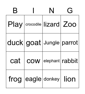 Animal Week! Bingo Card