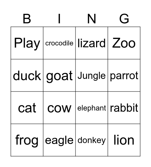 Animal Week! Bingo Card