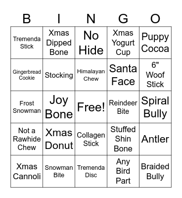 Small Bites Bingo Card