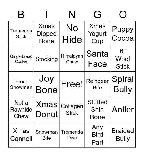 Small Bites Bingo Card