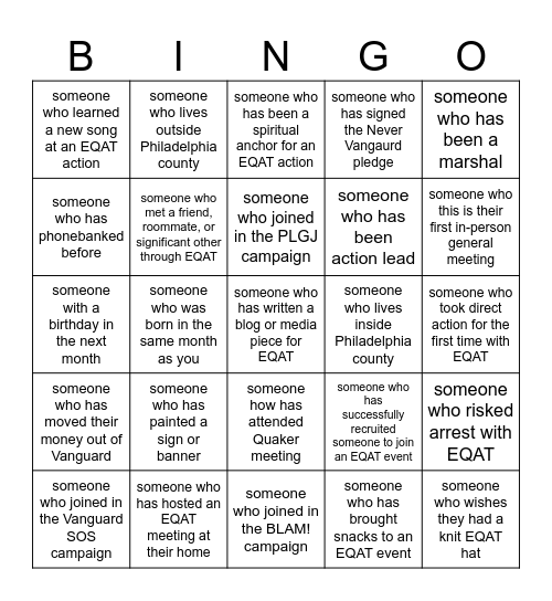 EQAT Mingle Bingo Card