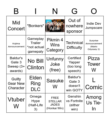 Game Awards Bingo Card Bingo Card